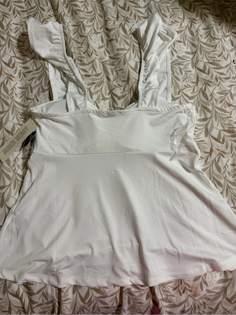 Derek Heart White Ruffled Strap Bandeau Top